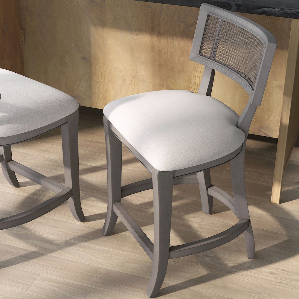 Averill Wood Padded Counter Height Chair in Gray Wash. Picture 4