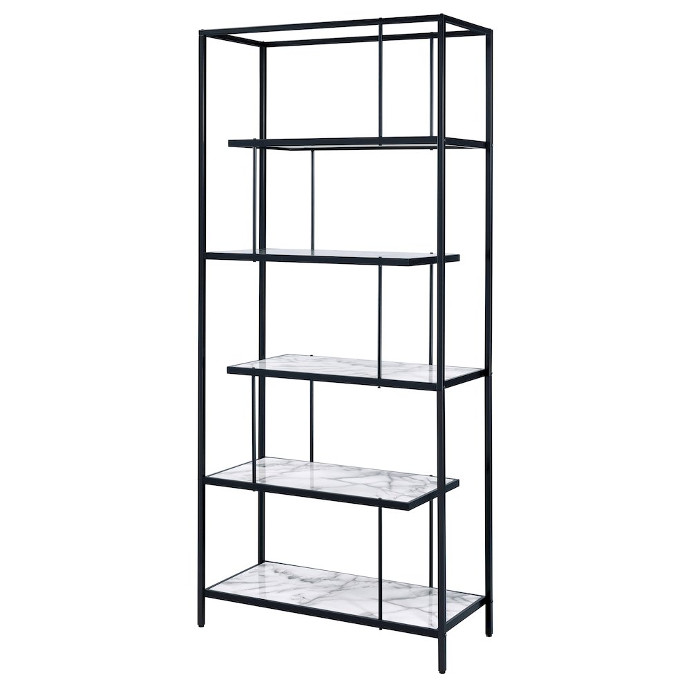 Lakely Metal 5-Shelf Bookcase in Black and White. Picture 1