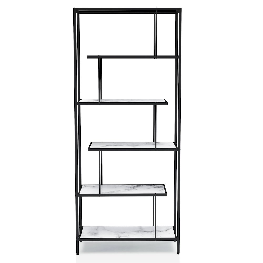 Lakely Metal 5-Shelf Bookcase in Black and White. Picture 3