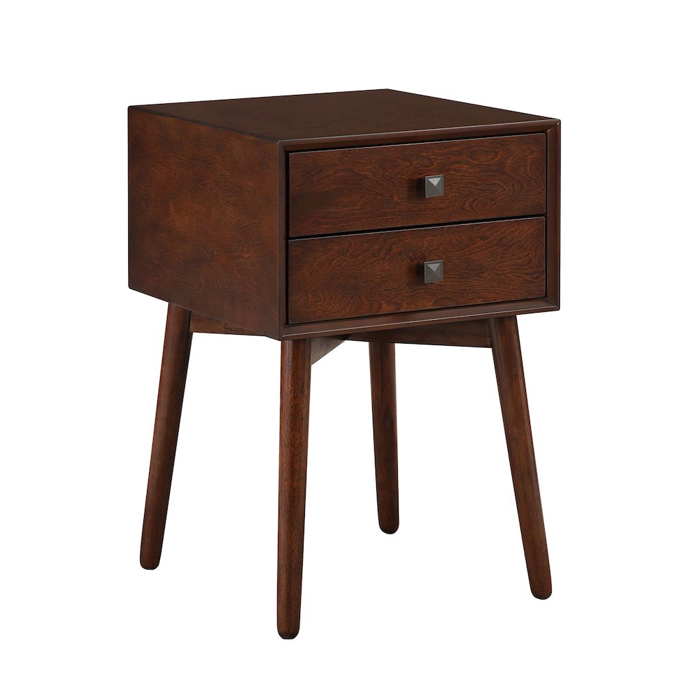 Alto Mid-Century Wood 2-Drawer Side Table. Picture 1