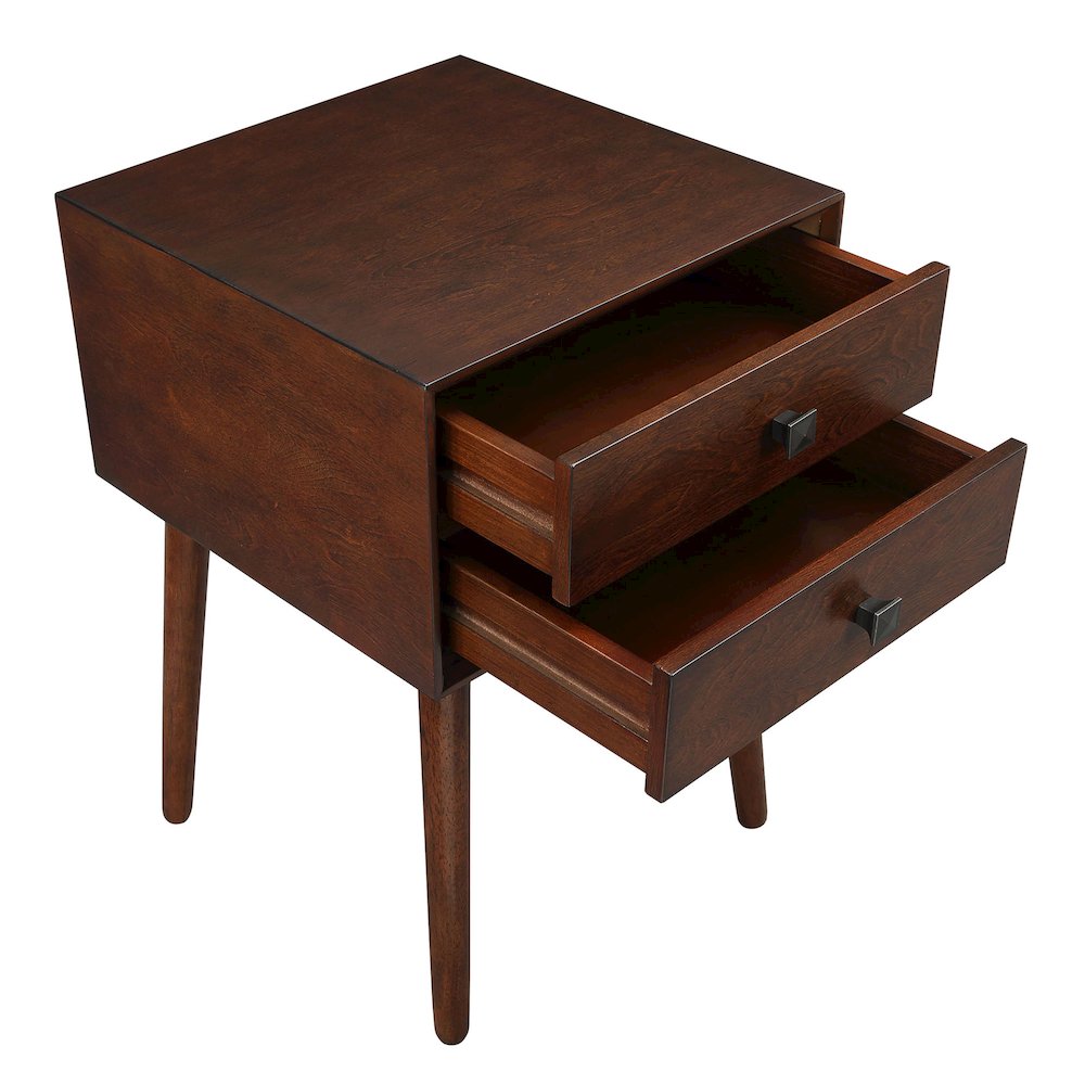 Alto Mid-Century Wood 2-Drawer Side Table. Picture 3