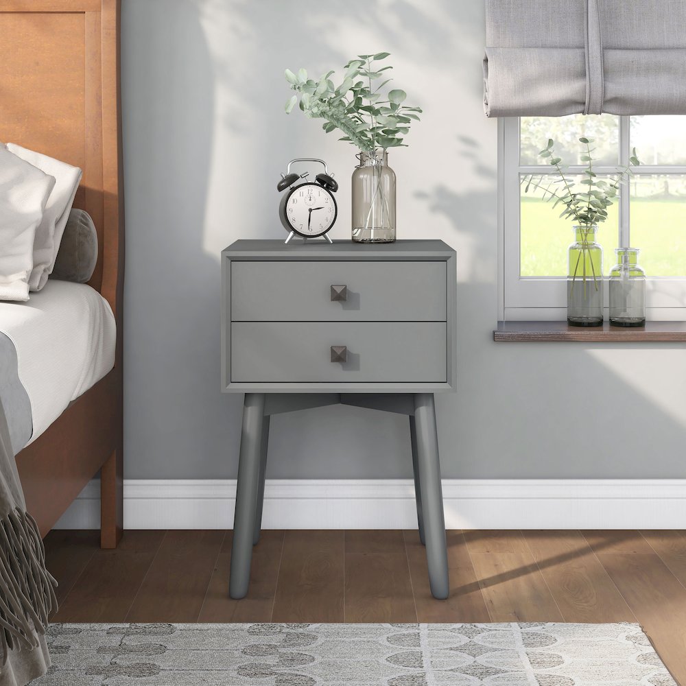 Alto Mid-Century Wood 2-Drawer Side Table. Picture 5