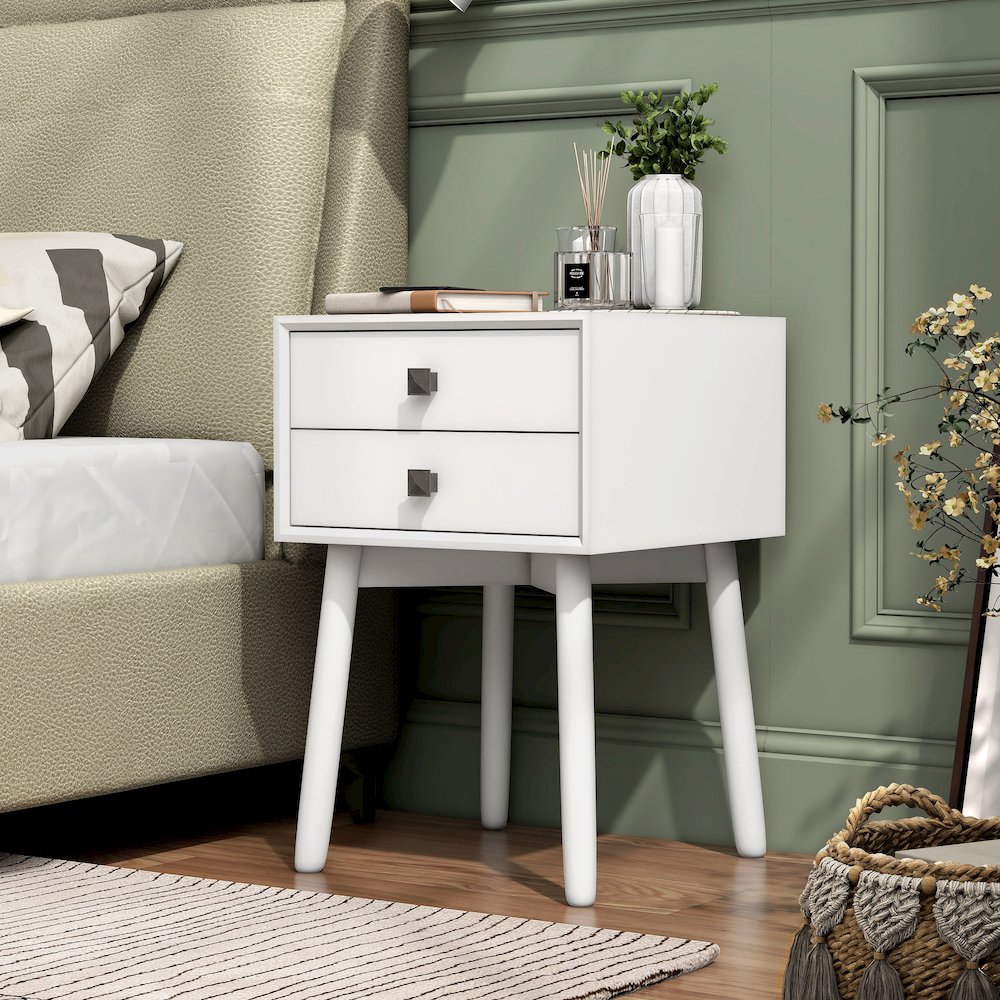 Alto Mid-Century Wood 2-Drawer Side Table. Picture 4