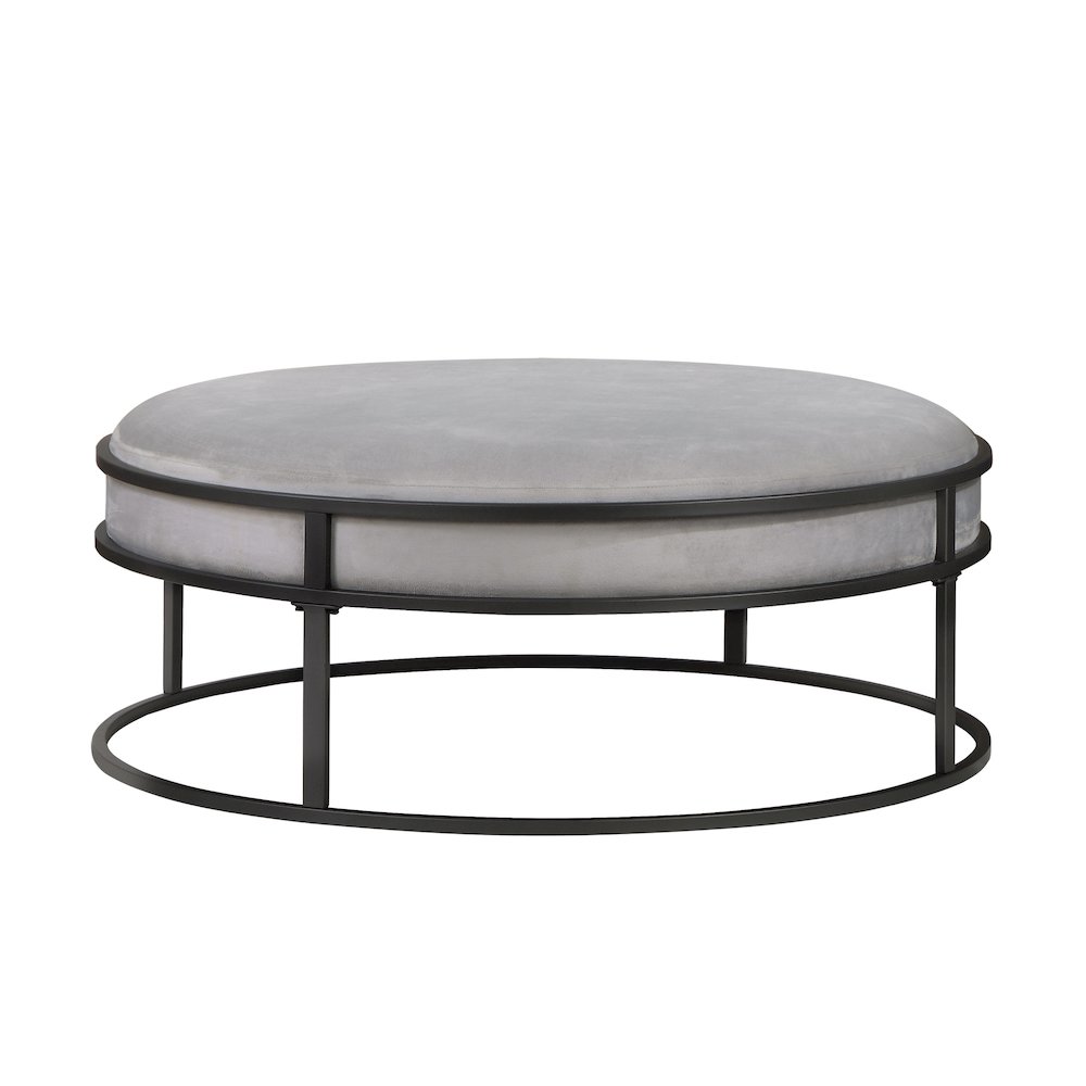 Olive Velvet Fabric 39" Wide Round Cocktail Ottoman. Picture 1