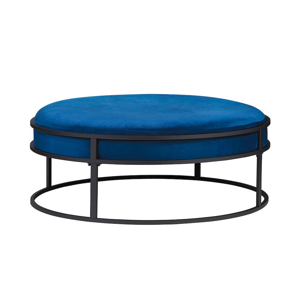 Olive Velvet Fabric 39" Wide Round Cocktail Ottoman. Picture 2