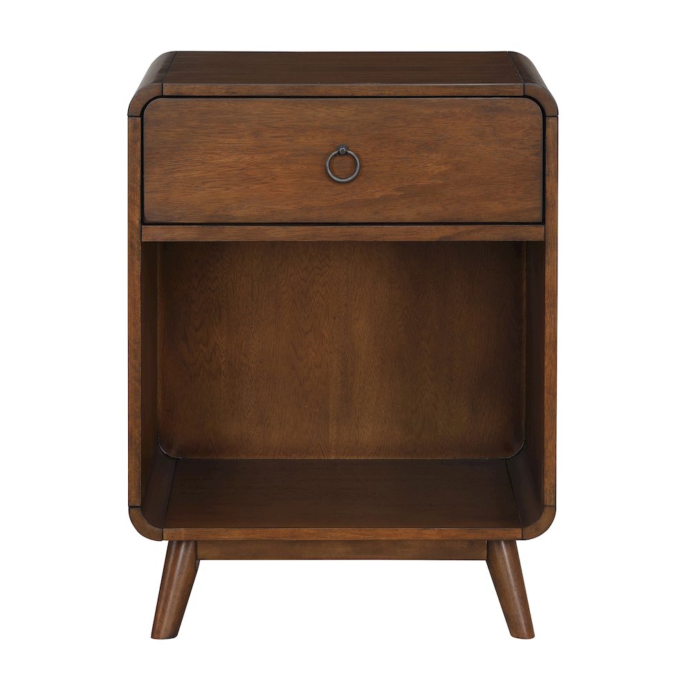 Ocala Mid-Century Wood 1-Drawer Side Table. Picture 1