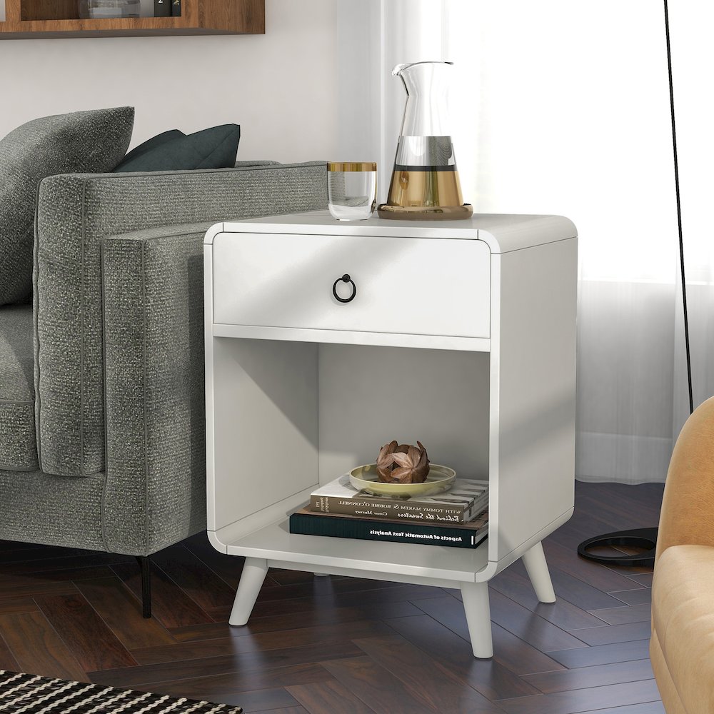 Ocala Mid-Century Wood 1-Drawer Side Table. Picture 4