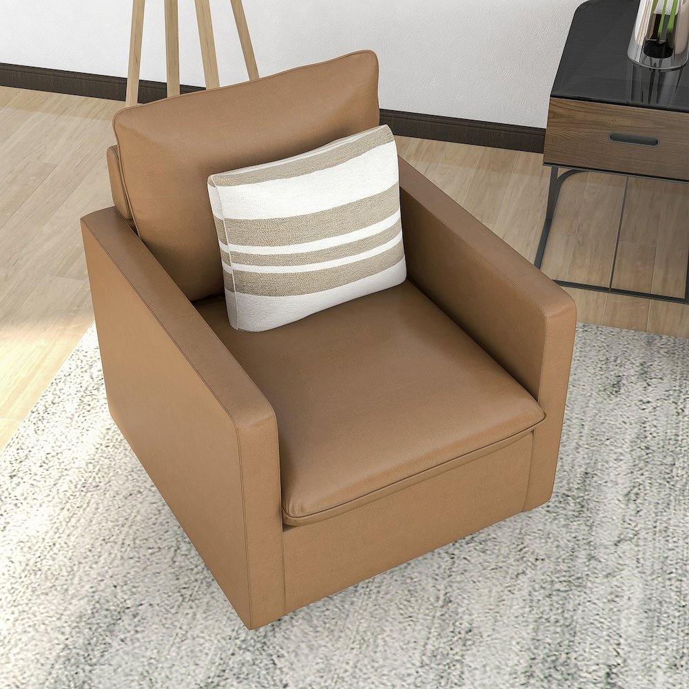 Elm Transitional Faux Leather Swivel Chair. Picture 4