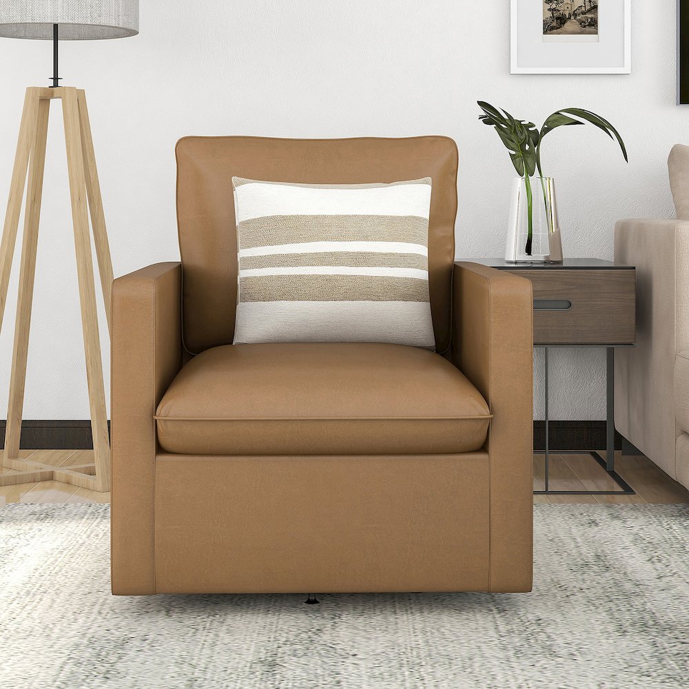 Elm Transitional Faux Leather Swivel Chair. Picture 5