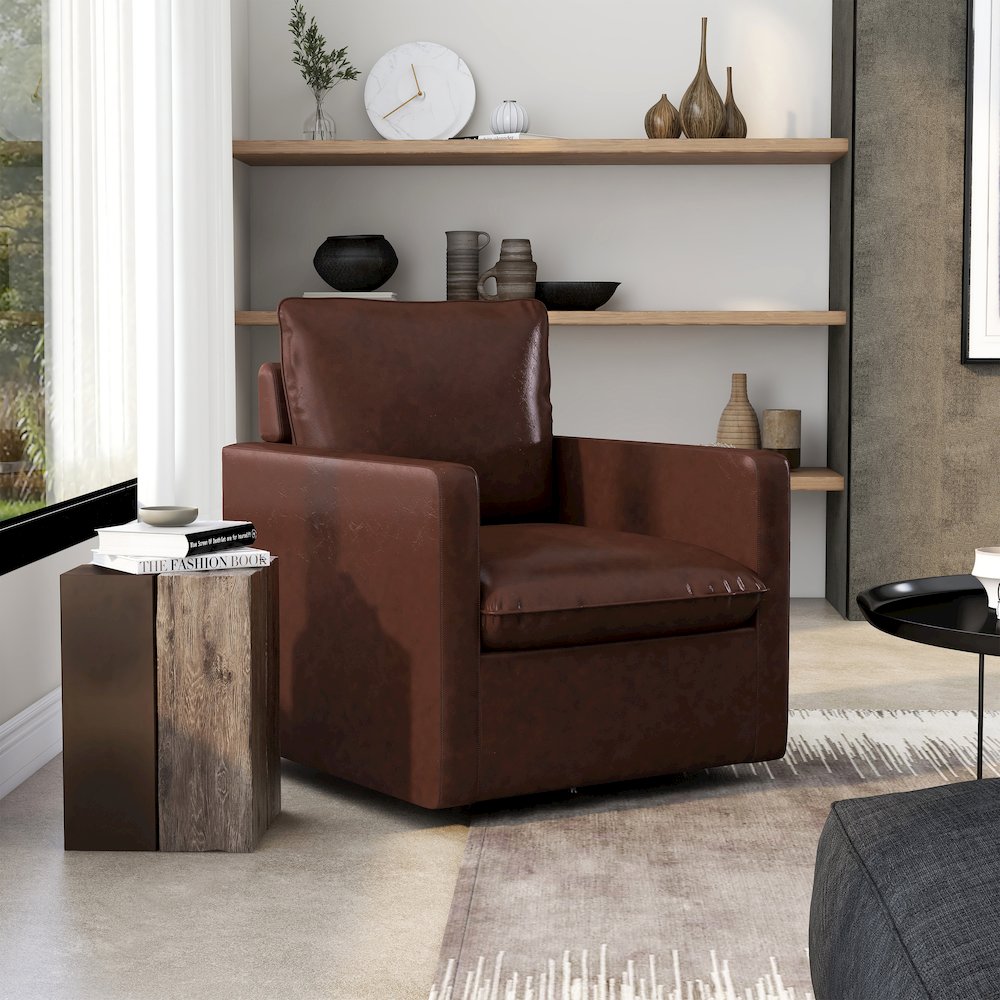 Elm Transitional Faux Leather Swivel Chair. Picture 5