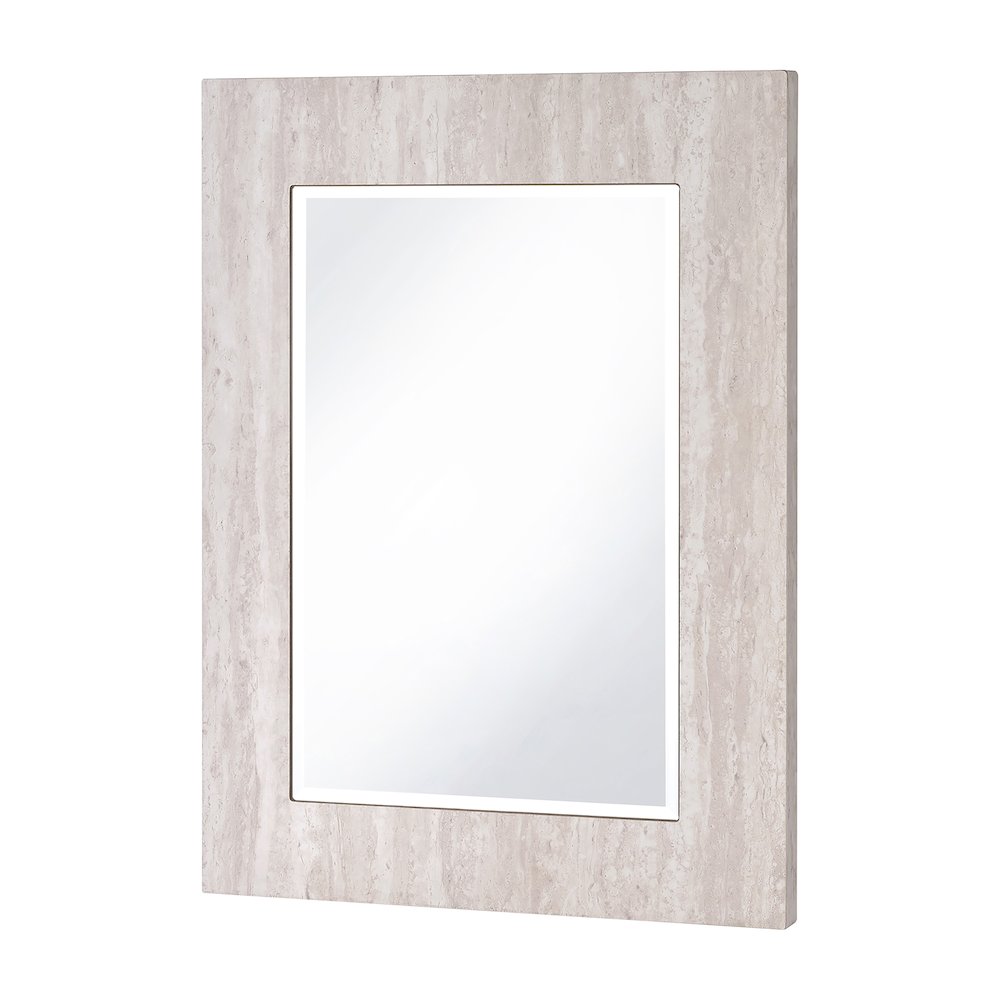 Thayer Wood Rectangular Beveled Wall Mirror in White. Picture 1