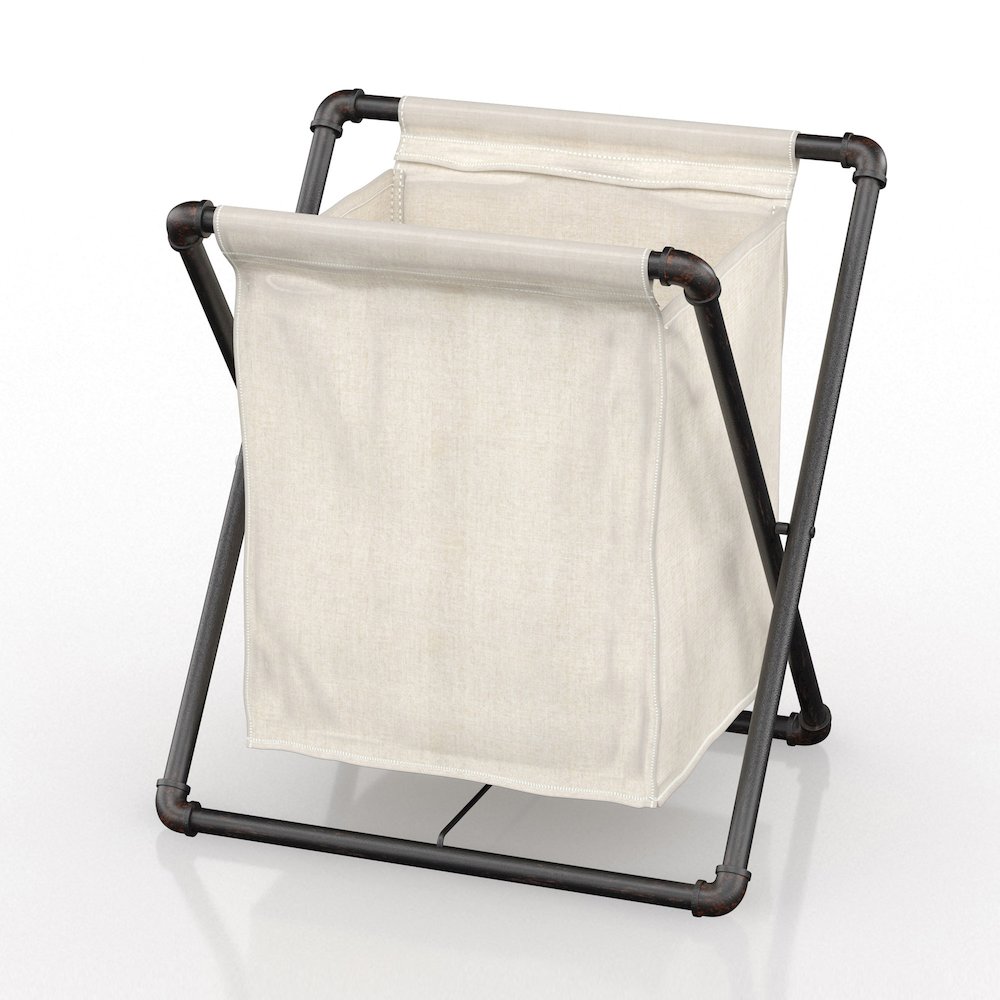 Hargris Fabric and Metal Laundry Hamper in Sand Black. Picture 2