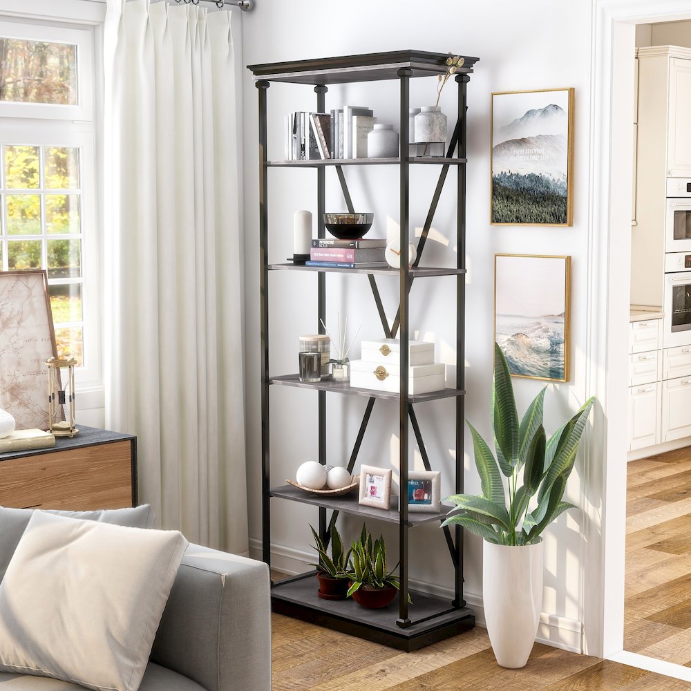 Toggin Industrial Metal 33-Inch Bookcase. Picture 4