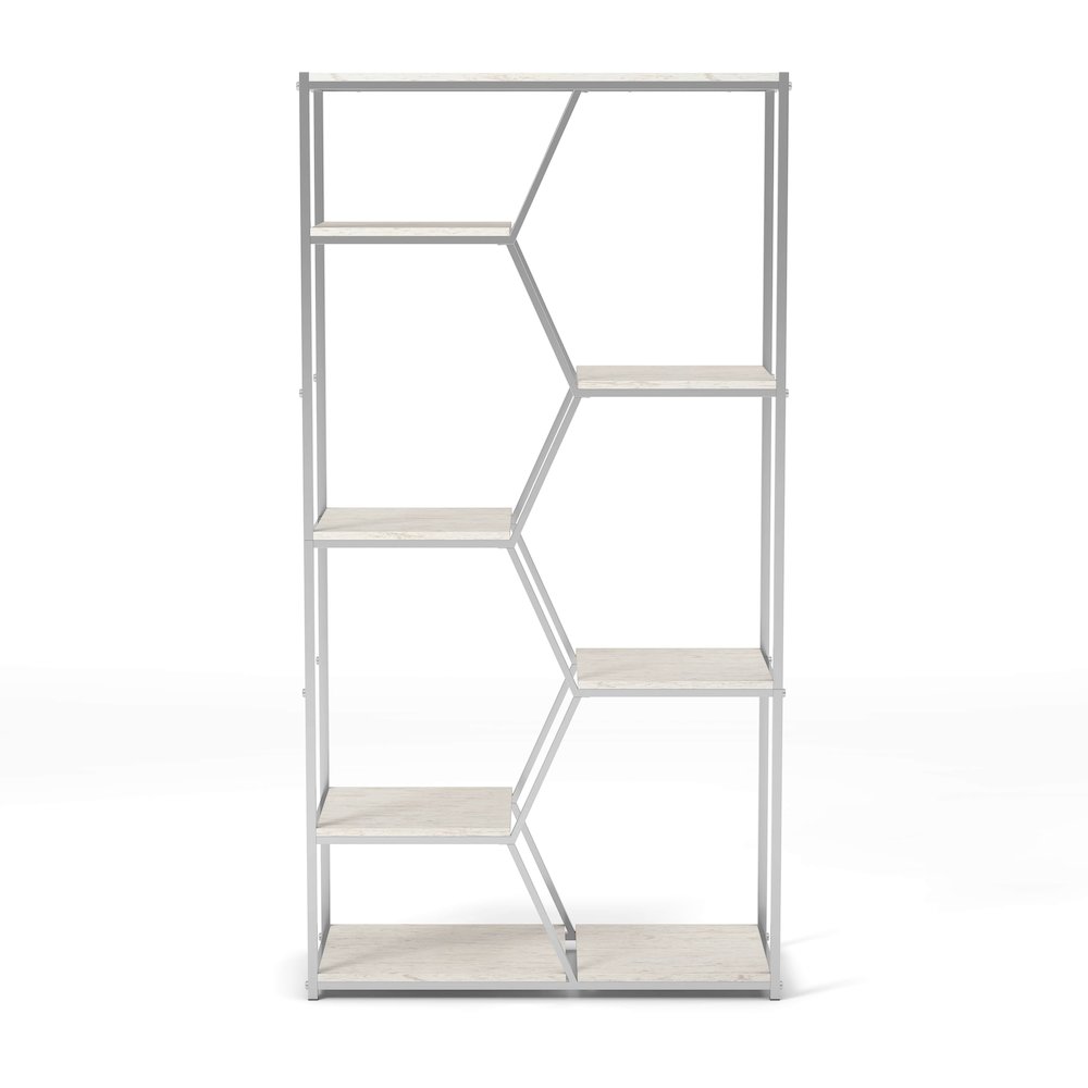 Hopple Metal 7-Shelf Bookcase in Chrome and White. Picture 2