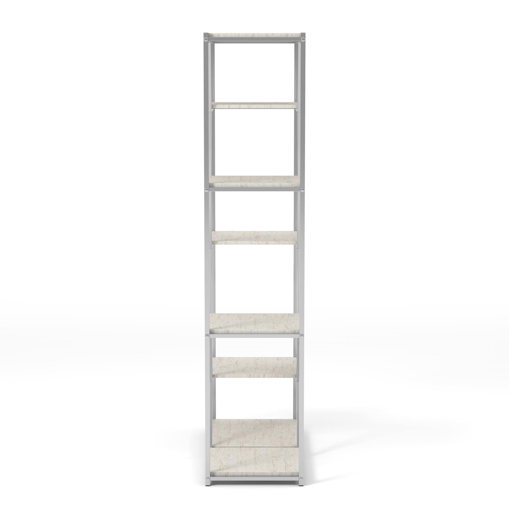 Hopple Metal 7-Shelf Bookcase in Chrome and White. Picture 3
