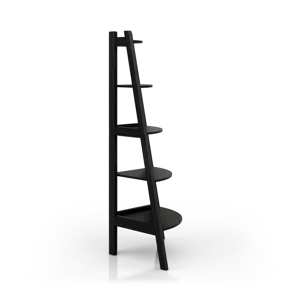 Lawler Contemporary Wood 5-Shelf Corner Bookcase in Black. Picture 2