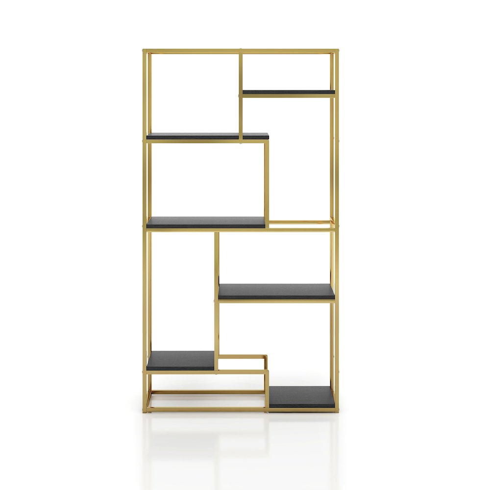 Jan Contemporary Metal 6-Shelf Bookcase in Gold Champagne. Picture 2