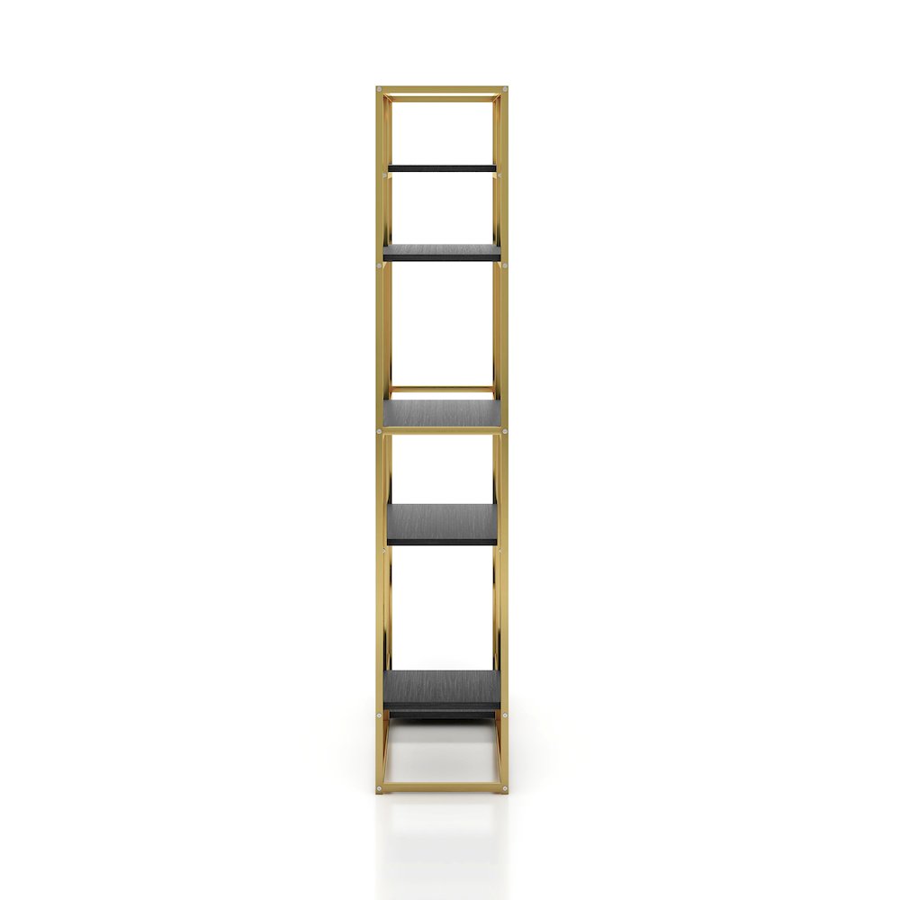 Jan Contemporary Metal 6-Shelf Bookcase in Gold Champagne. Picture 3