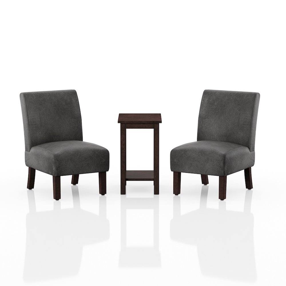 Drydan 3-Piece Wood Accent Table and Chair Set in Gray. Picture 1