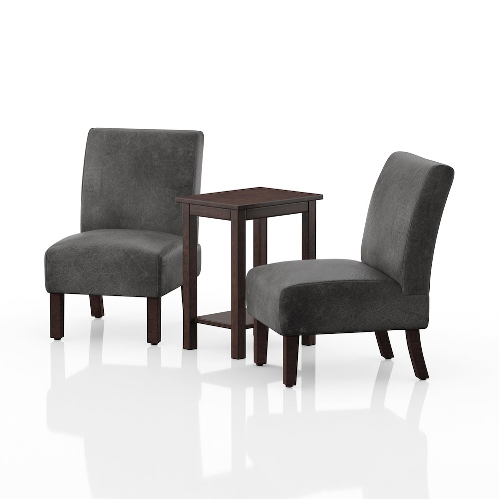 Drydan 3-Piece Wood Accent Table and Chair Set in Gray. Picture 2