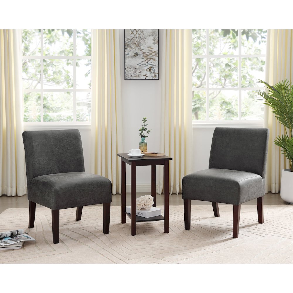 Drydan 3-Piece Wood Accent Table and Chair Set in Gray. Picture 4