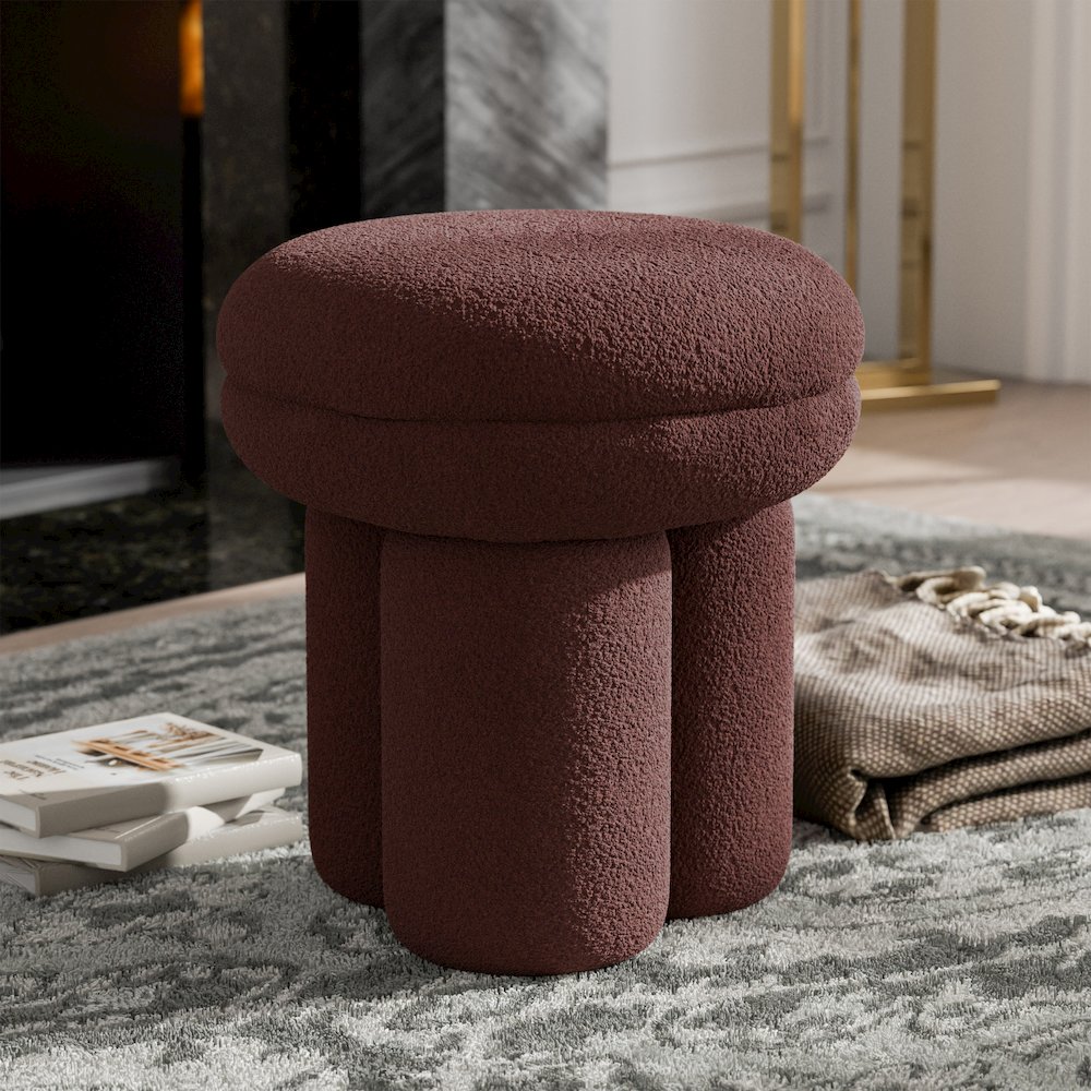 Thia I Modern Upholstered Mushroom-Shape Design Ottoman. Picture 4