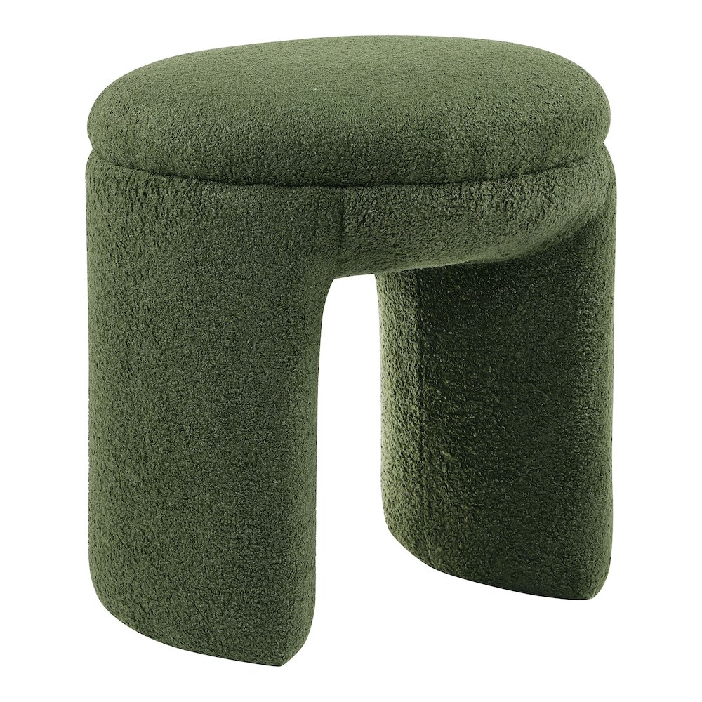 Thia Modern 18" Upholstered U-Shaped Ottoman, Green. Picture 2