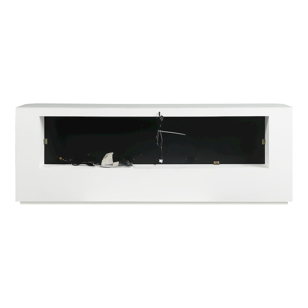 Alcala White Wood 71-inch TV Stand With Electric Fireplace. Picture 2