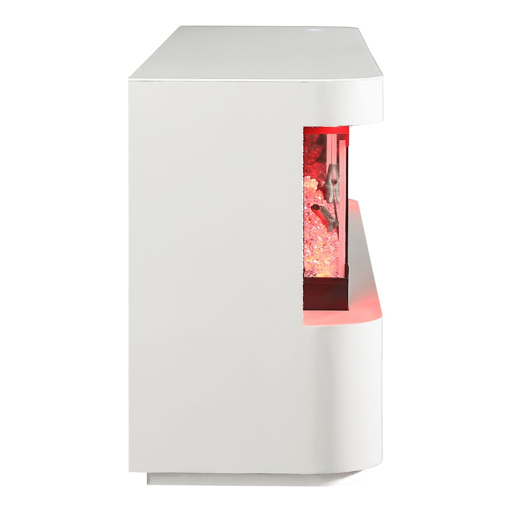Alcala White Wood 71-inch TV Stand With Electric Fireplace. Picture 3