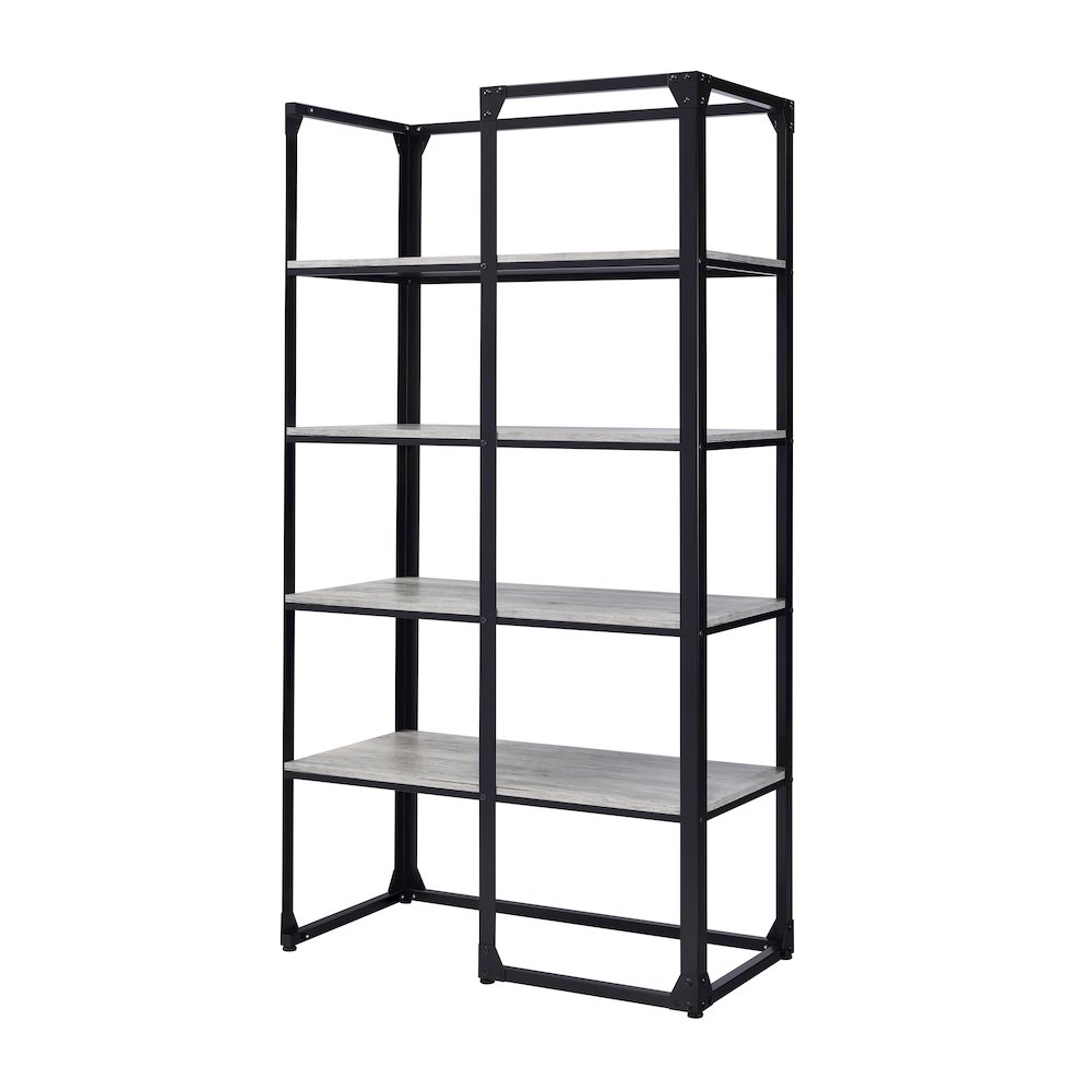 Gorvac Industrial Metal 4-Shelf Bookcase in Black and Gray. Picture 1