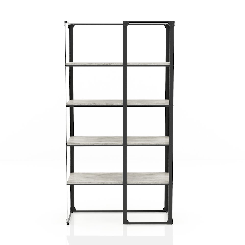 Gorvac Industrial Metal 4-Shelf Bookcase in Black and Gray. Picture 2