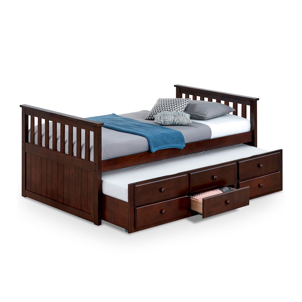 Aurelia Wood Twin Captain Bed with Trundle. Picture 1