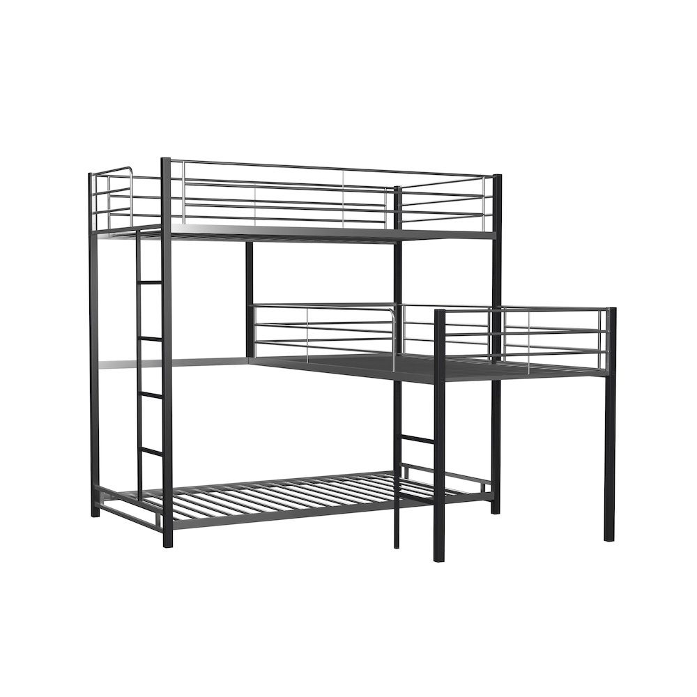 Crossman Metal Twin Triple Bunk Bed in Sand Black. Picture 2