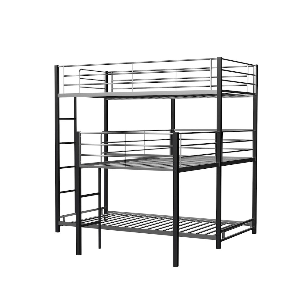 Crossman Metal Twin Triple Bunk Bed in Sand Black. Picture 1