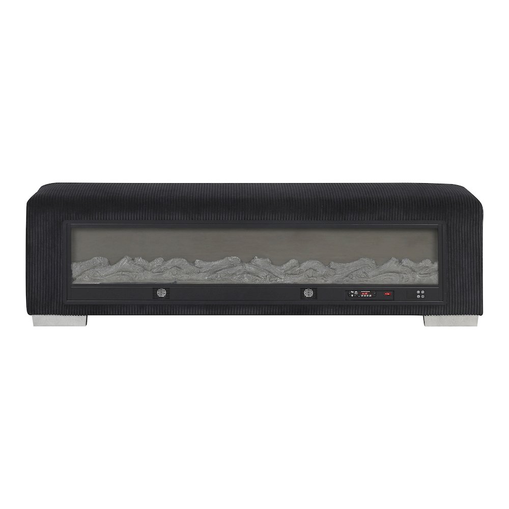 Alson Fabric Bench with Fire Log Visual Fireplace. Picture 2