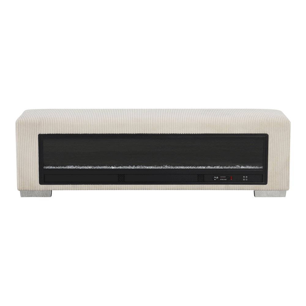 Alson Fabric Bench with Crystal Visual Fireplace. Picture 2