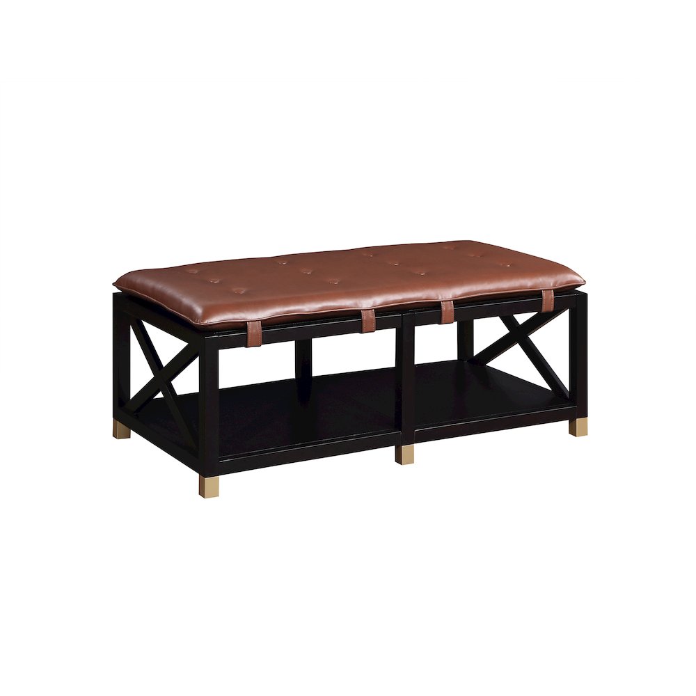 Tally 48.5" Wide Wood Bench with Removable Cushion. Picture 1