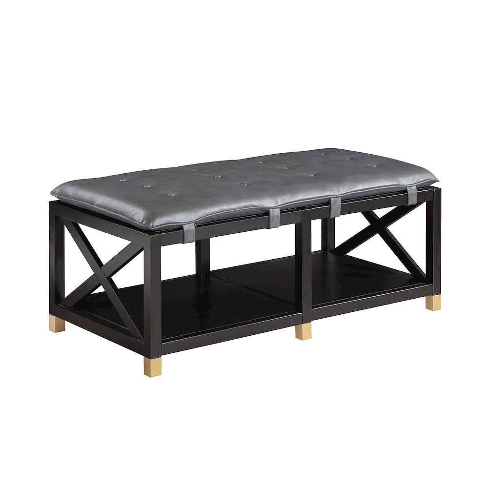 Tally 48.5" Wide Wood Bench with Removable Cushion. Picture 1