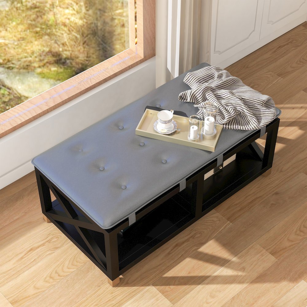 Tally 48.5" Wide Wood Bench with Removable Cushion. Picture 5