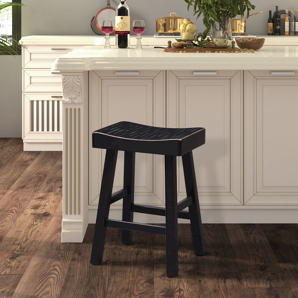 Fuller Solid Wood Saddle Stools (Set of 2). Picture 2