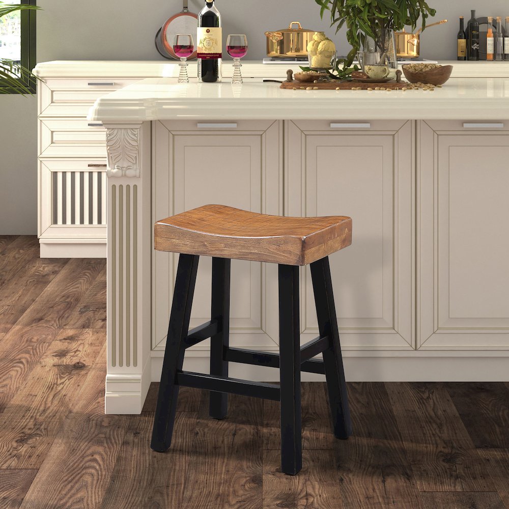 Fuller Solid Wood Saddle Stools (Set of 2). Picture 2