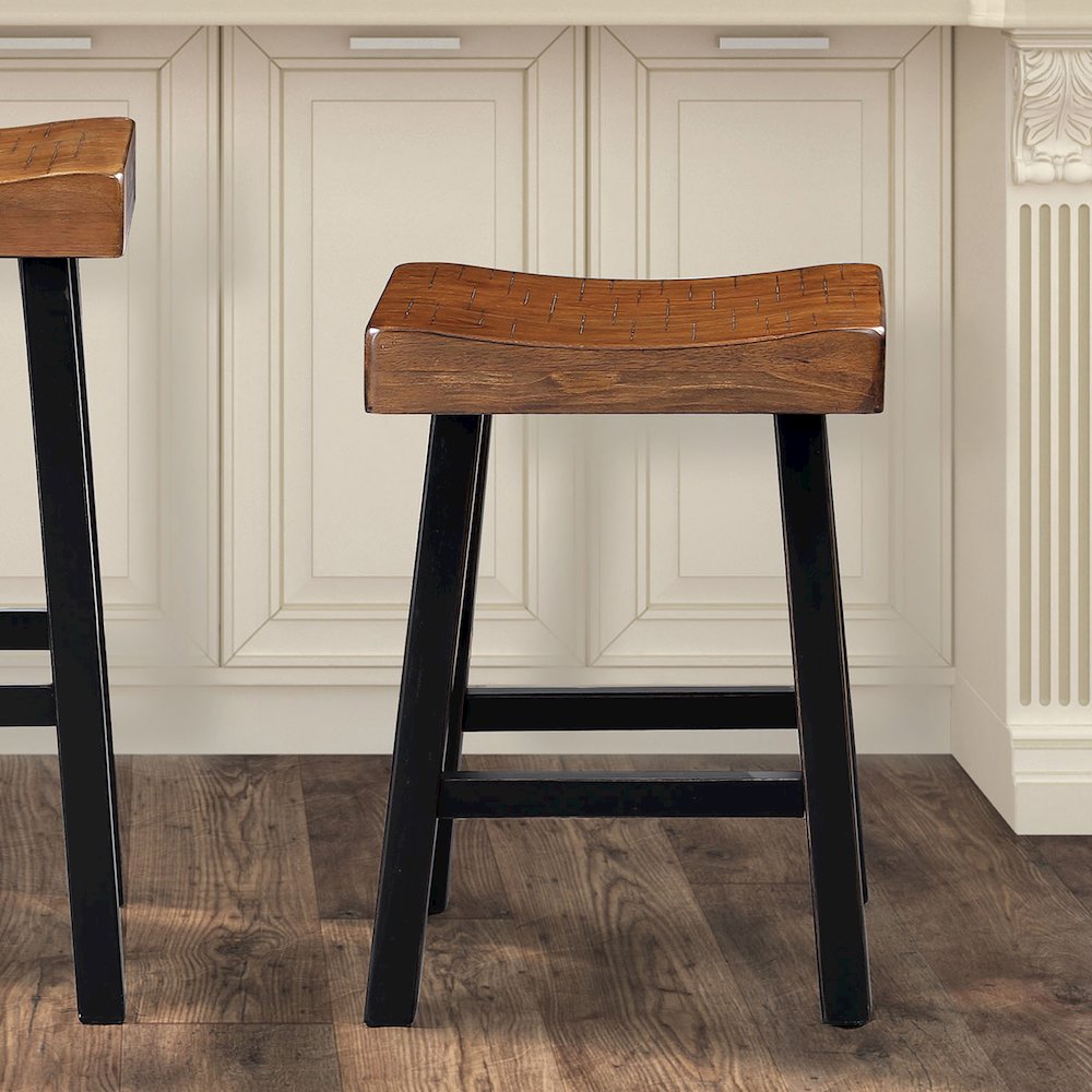 Fuller Solid Wood Saddle Stools (Set of 2). Picture 3