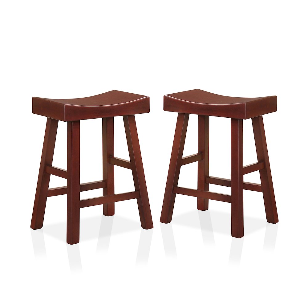 Epping Wood Saddle Stool in Dark Cherry (Set of 2). Picture 1
