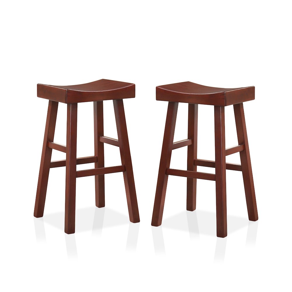 Epping Wood Saddle Stool in Dark Cherry (Set of 2). Picture 1