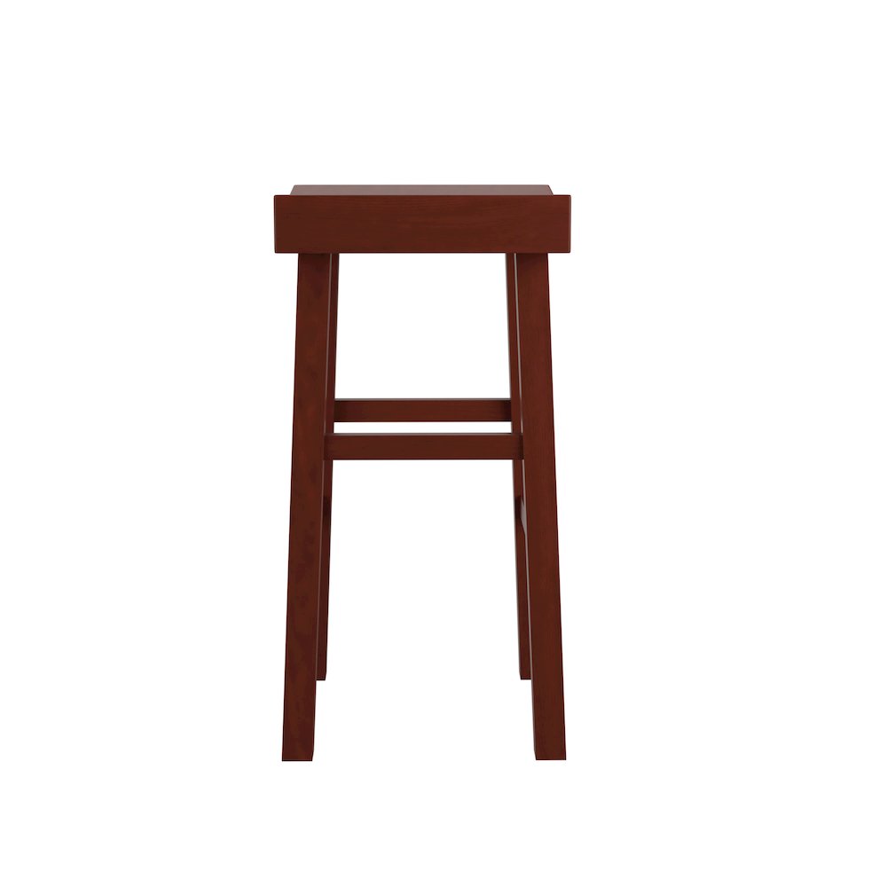 Epping Wood Saddle Stool in Dark Cherry (Set of 2). Picture 2