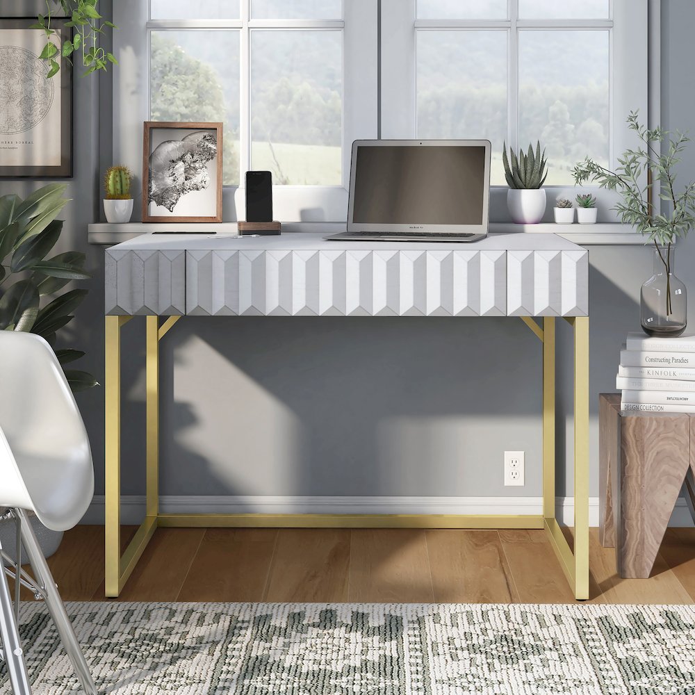 Giffore Wood Writing Desk with USB Port. Picture 4