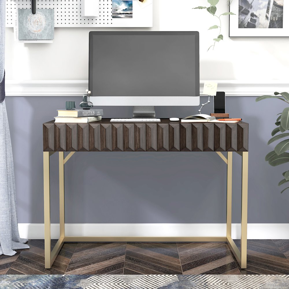 Giffore Wood Writing Desk with USB Port. Picture 4