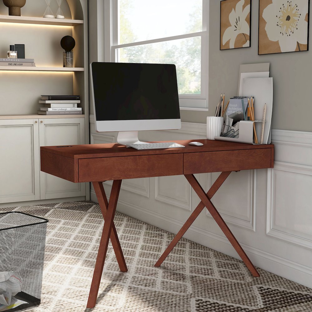 Alto Wood Writing Desk with USB. Picture 4