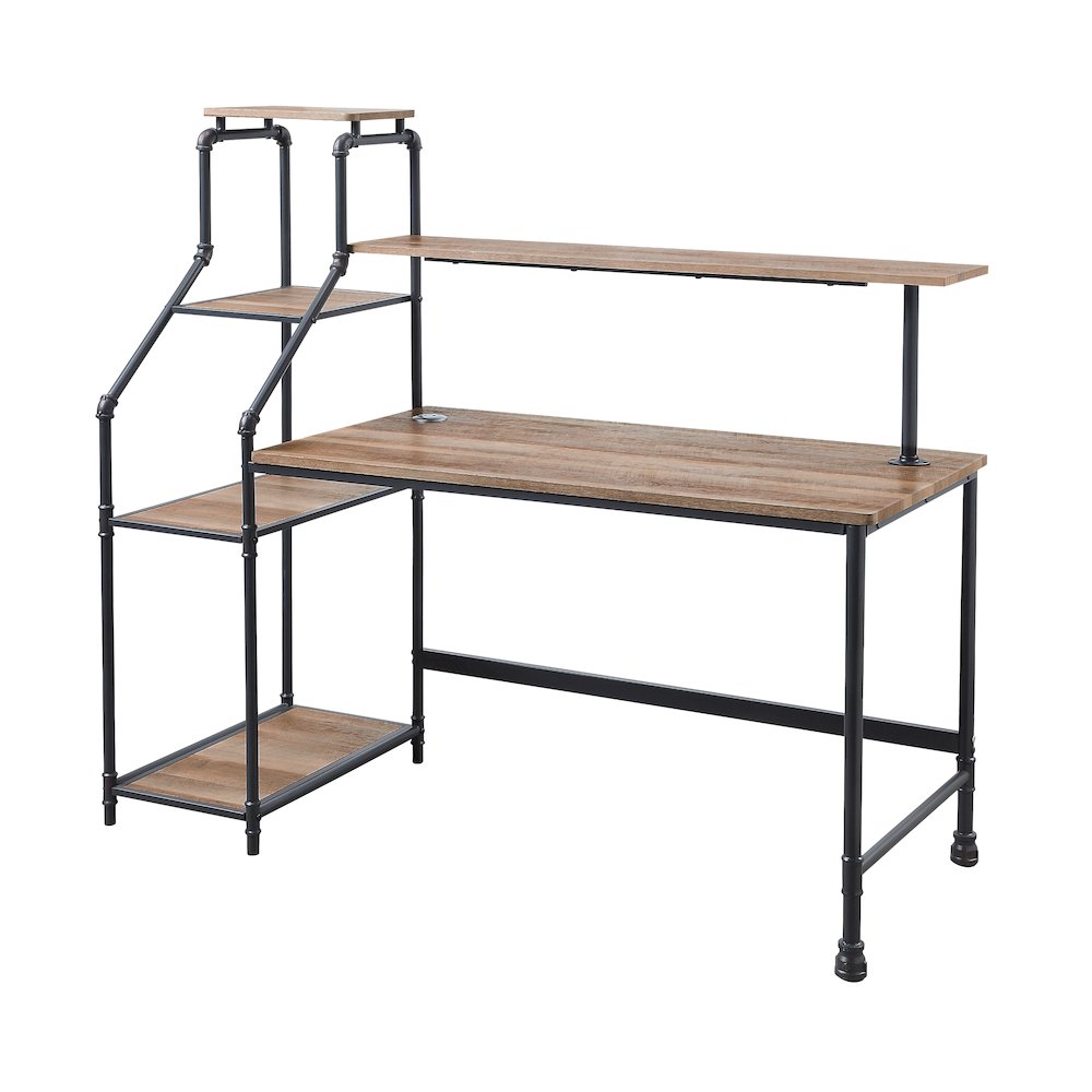 Landon Black Metal Desk with Reversible Bookcase. Picture 1
