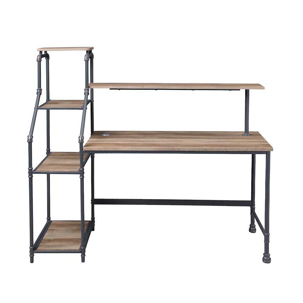 Landon Black Metal Desk with Reversible Bookcase. Picture 2